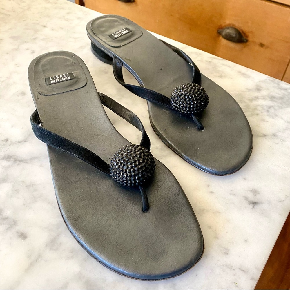 Stuart Weitzman Black Beaded Sandals